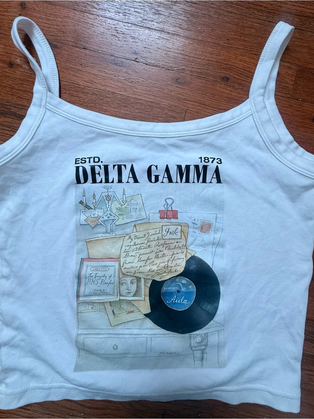 White Graphic Tank Top delta Gamma Y2K